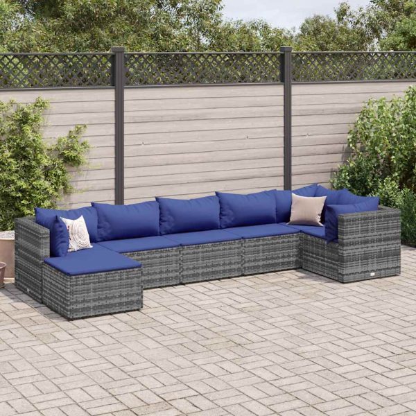 7-Delige Loungeset Met Kussens Poly Rattan - Afbeelding 14