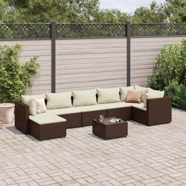 8-Delige Loungeset Met Kussens Poly Rattan - Afbeelding 13