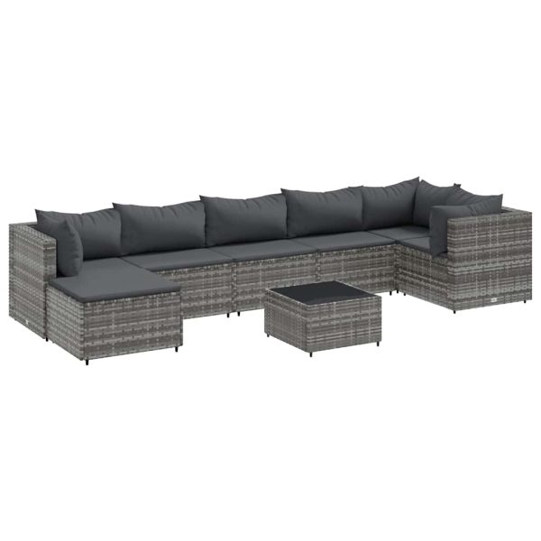 8-Delige Loungeset Met Kussens Poly Rattan - Afbeelding 2