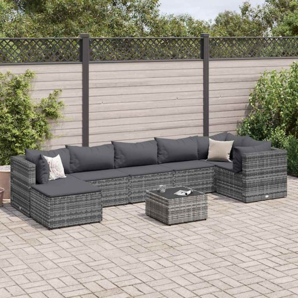 8-Delige Loungeset Met Kussens Poly Rattan