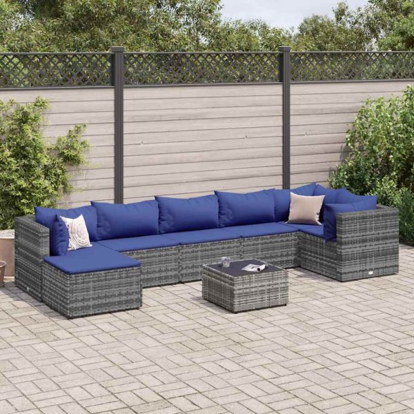 8-Delige Loungeset Met Kussens Poly Rattan - Afbeelding 15