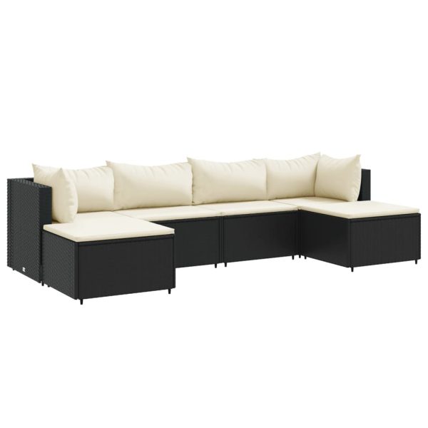 6-Delige Loungeset Met Kussens Poly Rattan - Afbeelding 2