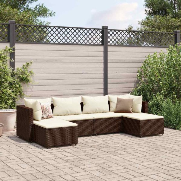 6-Delige Loungeset Met Kussens Poly Rattan - Afbeelding 18