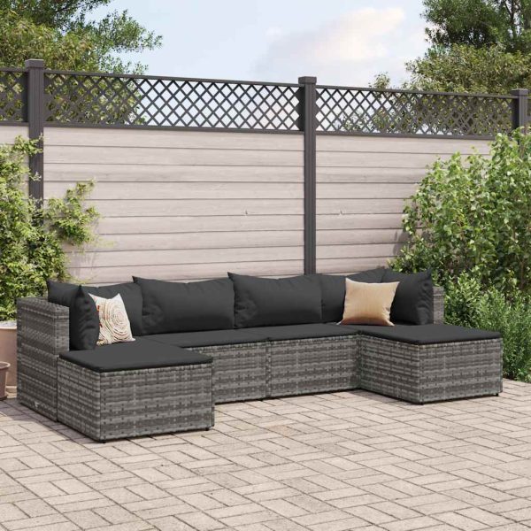 6-Delige Loungeset Met Kussens Poly Rattan - Afbeelding 14