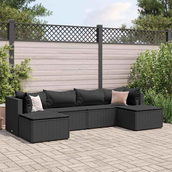 6-Delige Loungeset Met Kussens Poly Rattan - Afbeelding 17