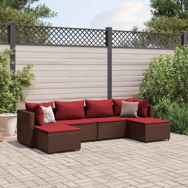 6-Delige Loungeset Met Kussens Poly Rattan - Afbeelding 15