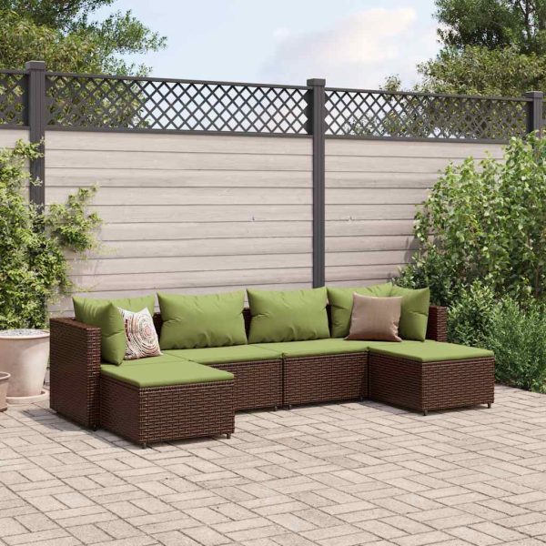 6-Delige Loungeset Met Kussens Poly Rattan - Afbeelding 13