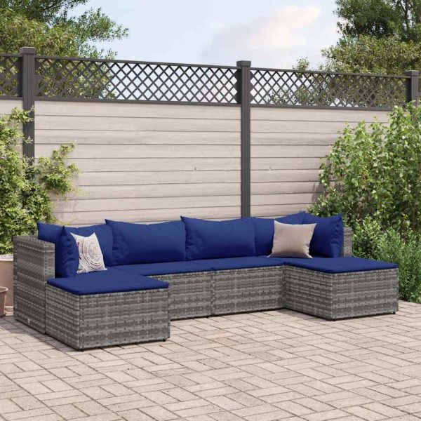 6-Delige Loungeset Met Kussens Poly Rattan - Afbeelding 16