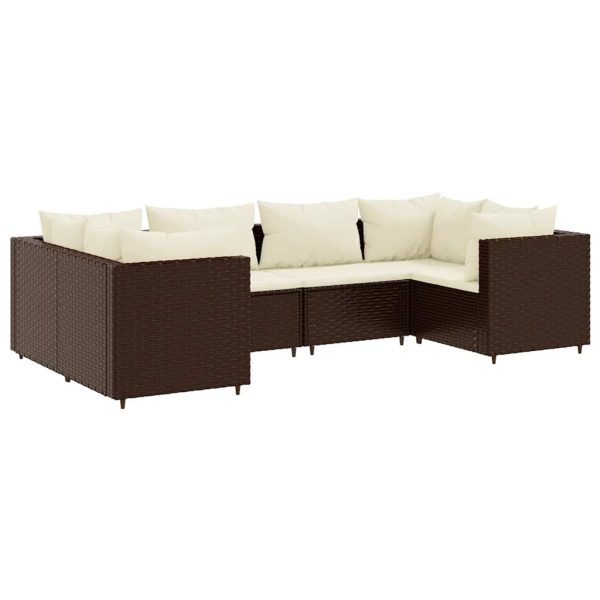 6-Delige Loungeset Met Kussens Poly Rattan - Afbeelding 2