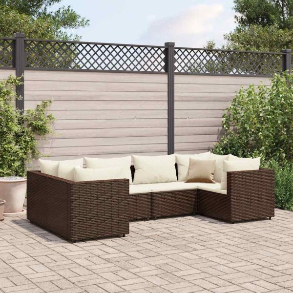 6-Delige Loungeset Met Kussens Poly Rattan