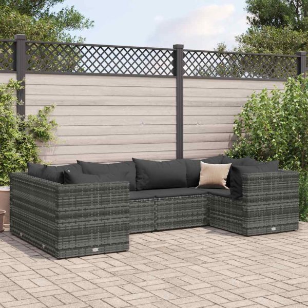 6-Delige Loungeset Met Kussens Poly Rattan - Afbeelding 10