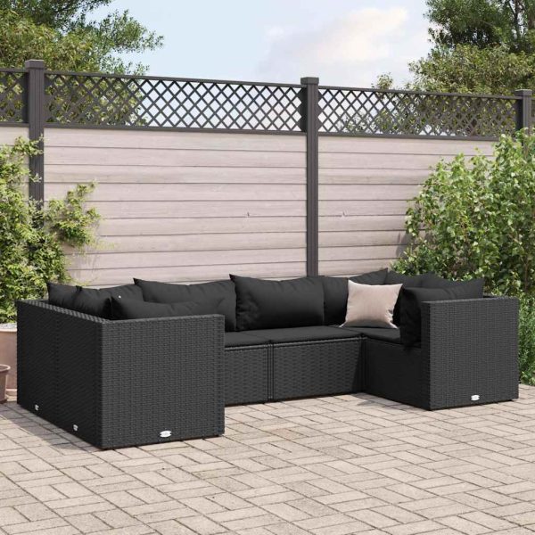 6-Delige Loungeset Met Kussens Poly Rattan - Afbeelding 15