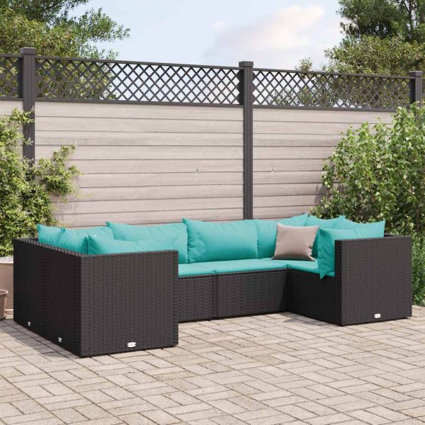 6-Delige Loungeset Met Kussens Poly Rattan - Afbeelding 11