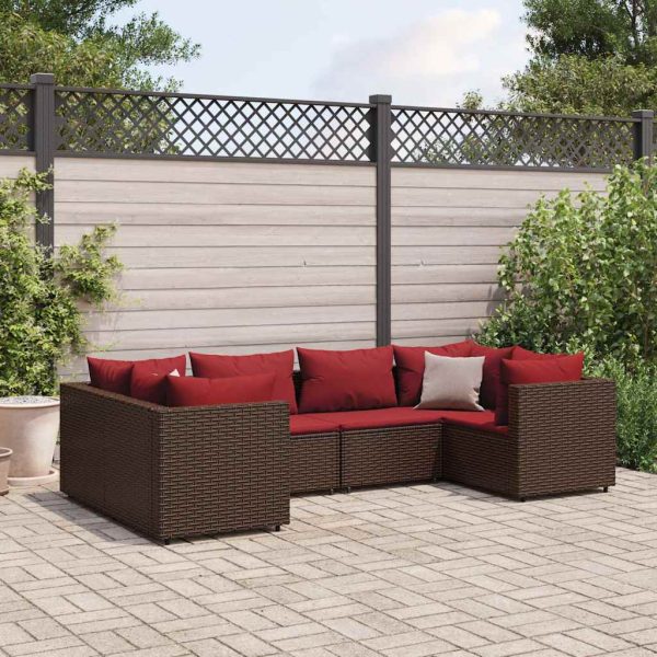 6-Delige Loungeset Met Kussens Poly Rattan - Afbeelding 14