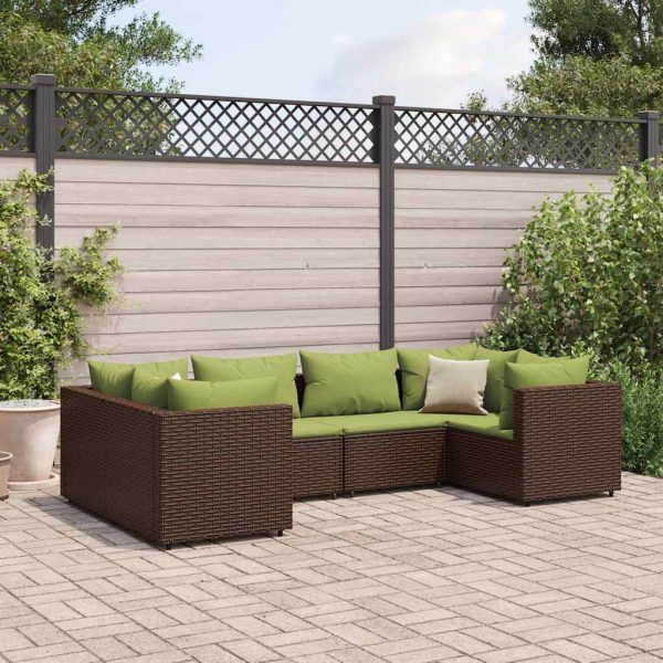 6-Delige Loungeset Met Kussens Poly Rattan - Afbeelding 12