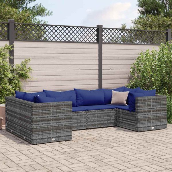 6-Delige Loungeset Met Kussens Poly Rattan - Afbeelding 13