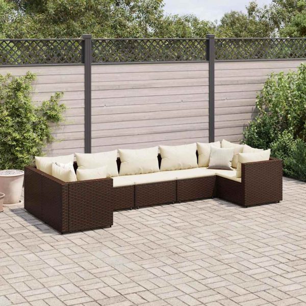 7-Delige Loungeset Met Kussens Poly Rattan