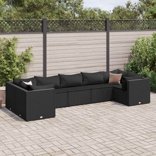 7-Delige Loungeset Met Kussens Poly Rattan - Afbeelding 10