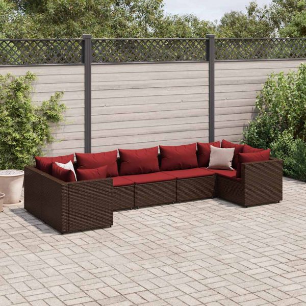 7-Delige Loungeset Met Kussens Poly Rattan - Afbeelding 11