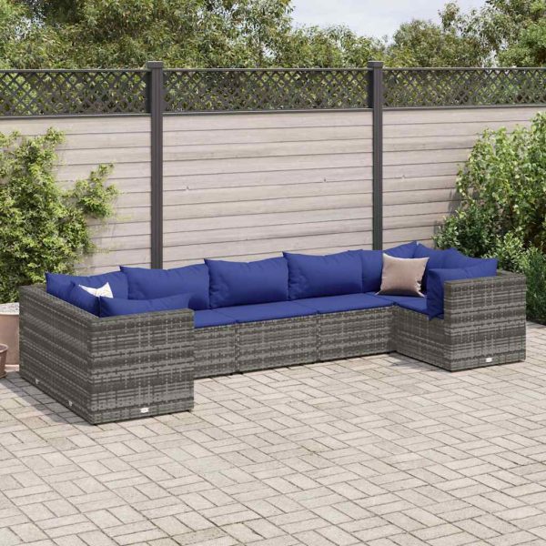 7-Delige Loungeset Met Kussens Poly Rattan - Afbeelding 14