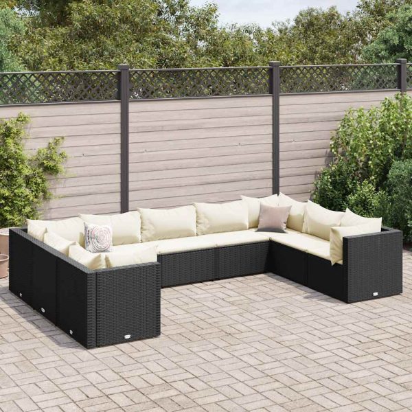 9-Delige Loungeset Met Kussens Poly Rattan