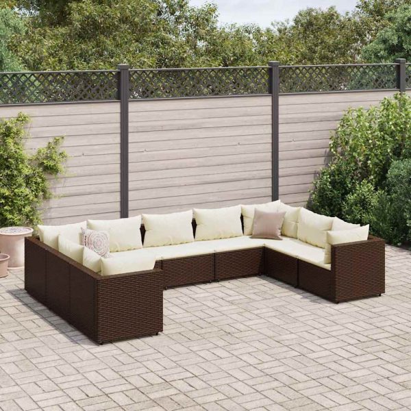 9-Delige Loungeset Met Kussens Poly Rattan - Afbeelding 12