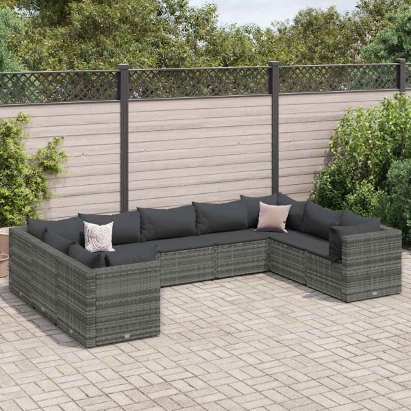 9-Delige Loungeset Met Kussens Poly Rattan - Afbeelding 14