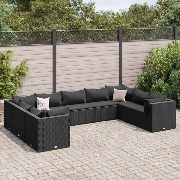 9-Delige Loungeset Met Kussens Poly Rattan - Afbeelding 10