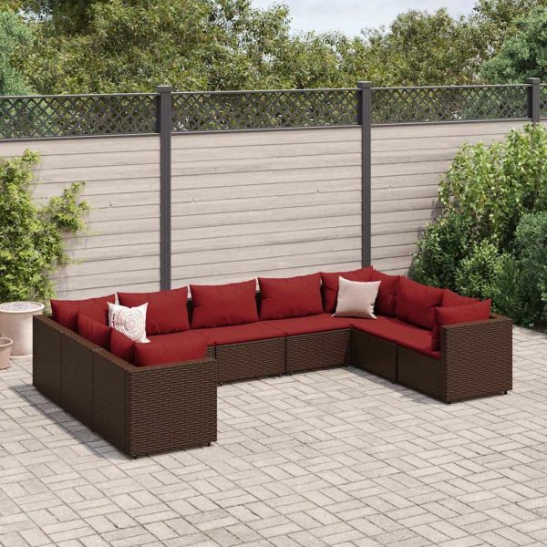 9-Delige Loungeset Met Kussens Poly Rattan - Afbeelding 13