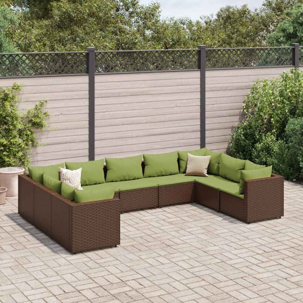 9-Delige Loungeset Met Kussens Poly Rattan - Afbeelding 15