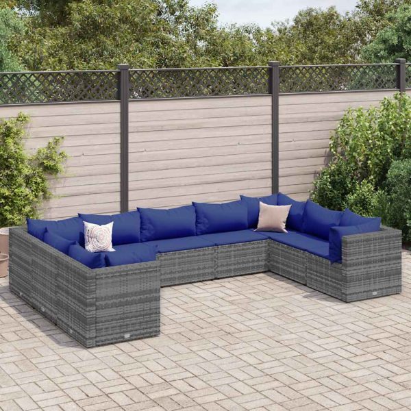 9-Delige Loungeset Met Kussens Poly Rattan - Afbeelding 11