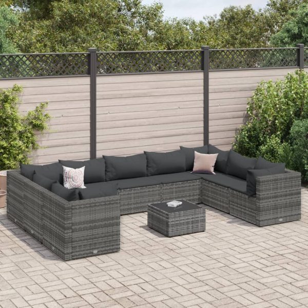 10-Delige Loungeset Met Kussens Poly Rattan - Afbeelding 17