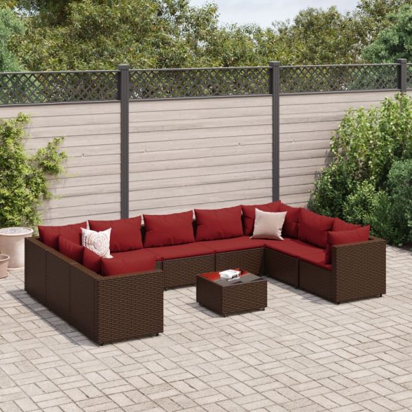 10-Delige Loungeset Met Kussens Poly Rattan - Afbeelding 16