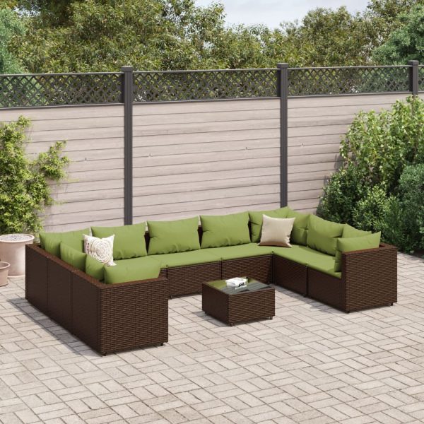 10-Delige Loungeset Met Kussens Poly Rattan - Afbeelding 13