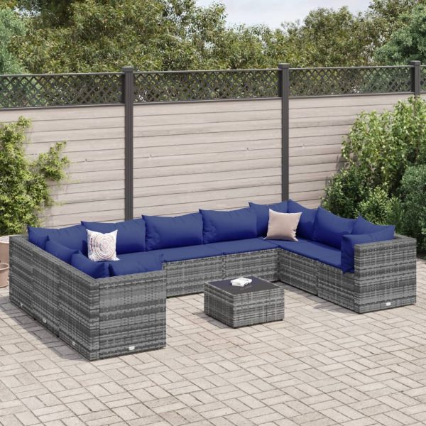 10-Delige Loungeset Met Kussens Poly Rattan - Afbeelding 15