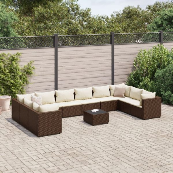 1 Loungeset Met Kussens Poly Rattan