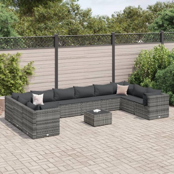 1 Loungeset Met Kussens Poly Rattan - Afbeelding 13