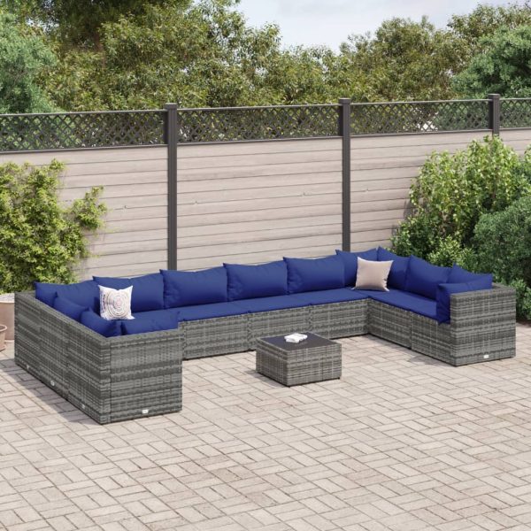 1 Loungeset Met Kussens Poly Rattan - Afbeelding 15