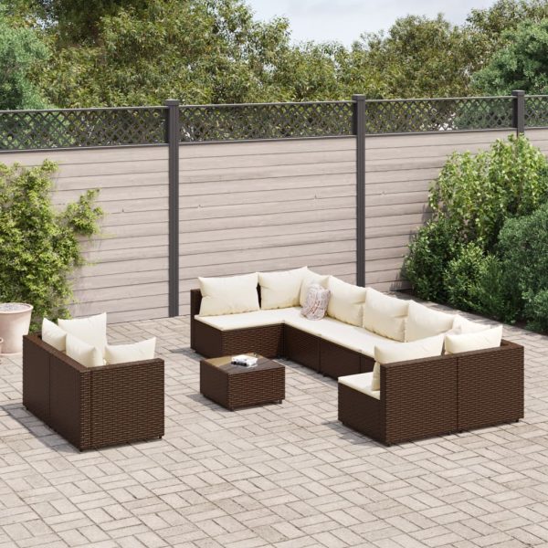 Loungeset Met Kussens Poly Rattan - Afbeelding 15