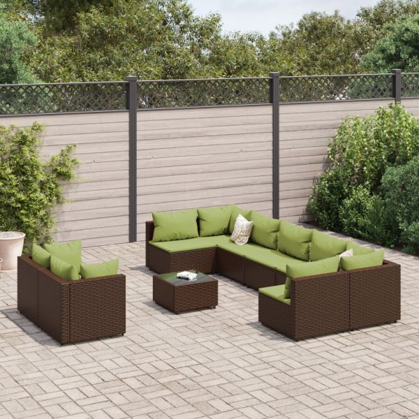 Loungeset Met Kussens Poly Rattan - Afbeelding 10