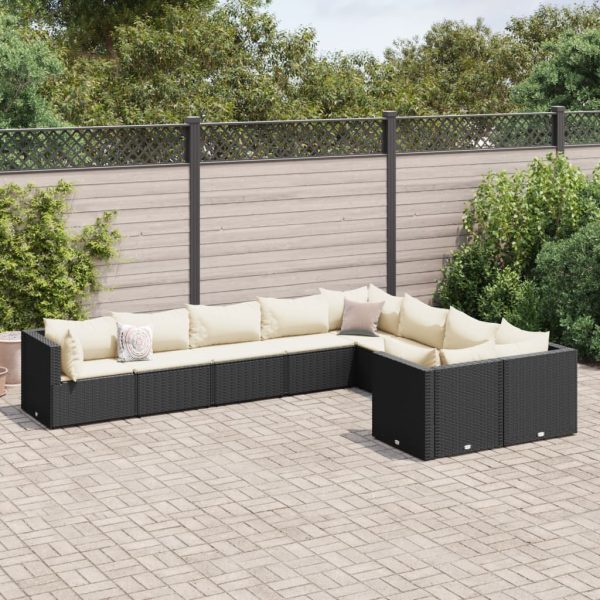 9-Delige Loungeset Met Kussens Poly Rattan