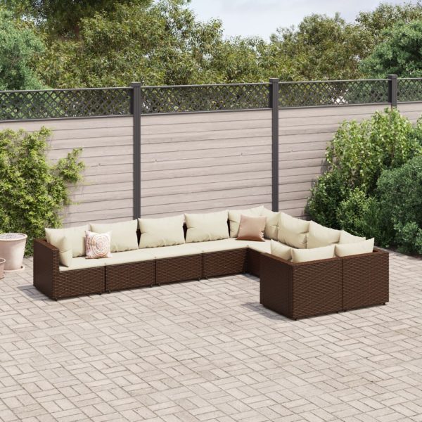 9-Delige Loungeset Met Kussens Poly Rattan - Afbeelding 14