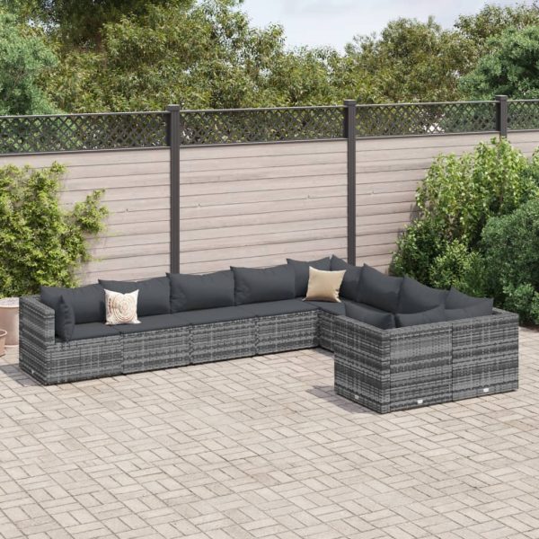 9-Delige Loungeset Met Kussens Poly Rattan - Afbeelding 11