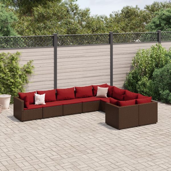 9-Delige Loungeset Met Kussens Poly Rattan - Afbeelding 12