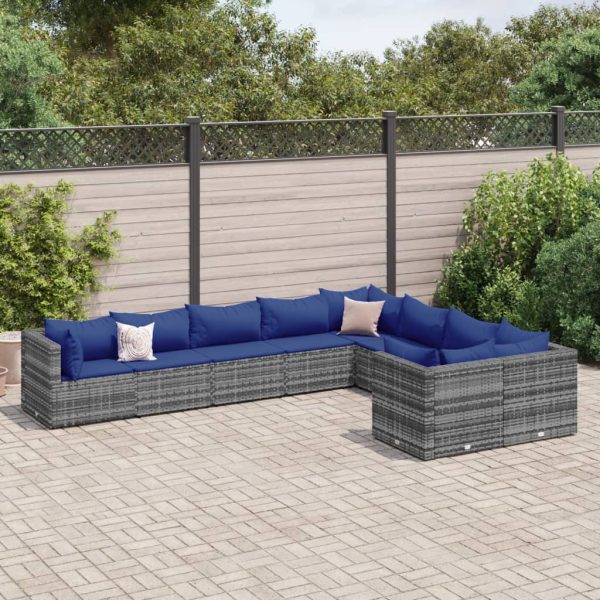 9-Delige Loungeset Met Kussens Poly Rattan - Afbeelding 10