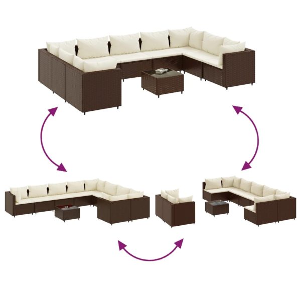 10-Delige Loungeset Met Kussens Poly Rattan - Afbeelding 6