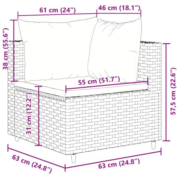 10-Delige Loungeset Met Kussens Poly Rattan - Afbeelding 11