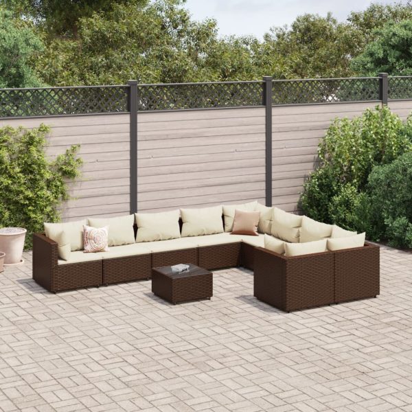 10-Delige Loungeset Met Kussens Poly Rattan