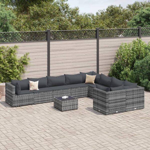 10-Delige Loungeset Met Kussens Poly Rattan - Afbeelding 16