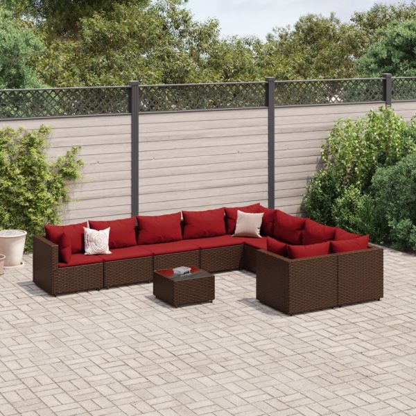 10-Delige Loungeset Met Kussens Poly Rattan - Afbeelding 14